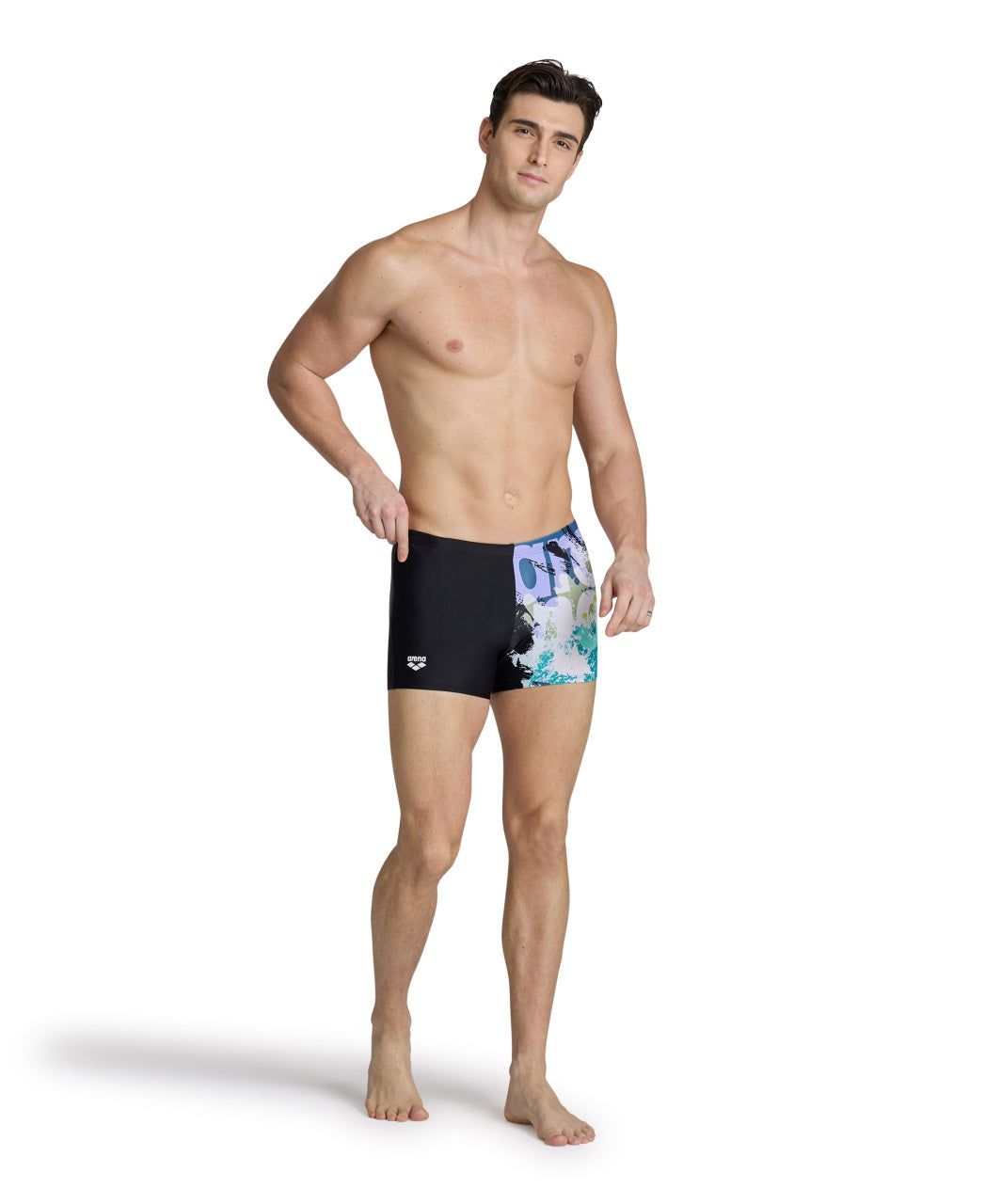 Bañador slip arena Feel para hombre Waves Breaking Negro/Negro