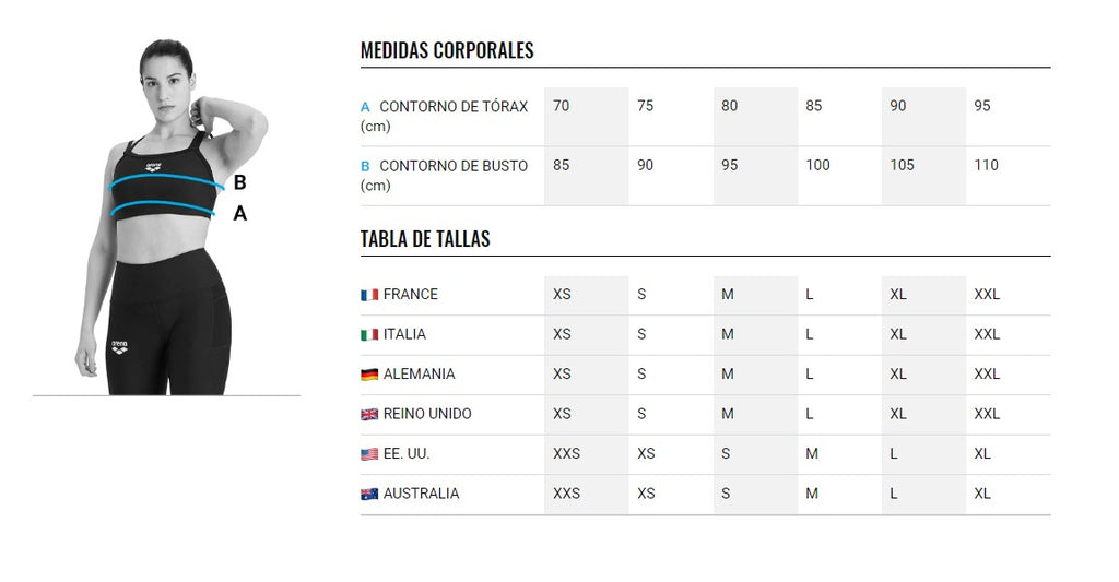 guía de tallas mujer – arena® España